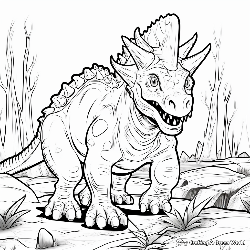 Styracosaurus vs T-Rex Dynamic Battle Coloring Pages 4