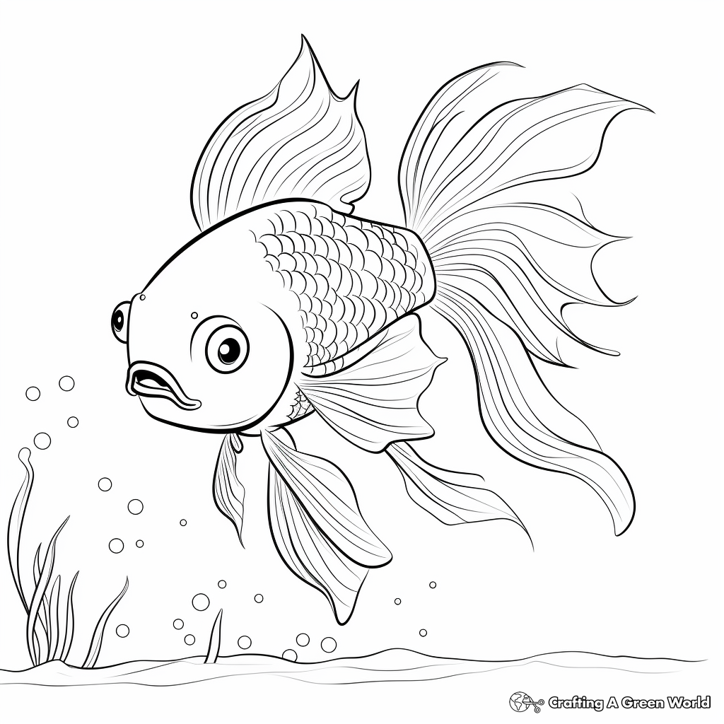 Subtle Shades of Gold: Goldfish Coloring Pages 1