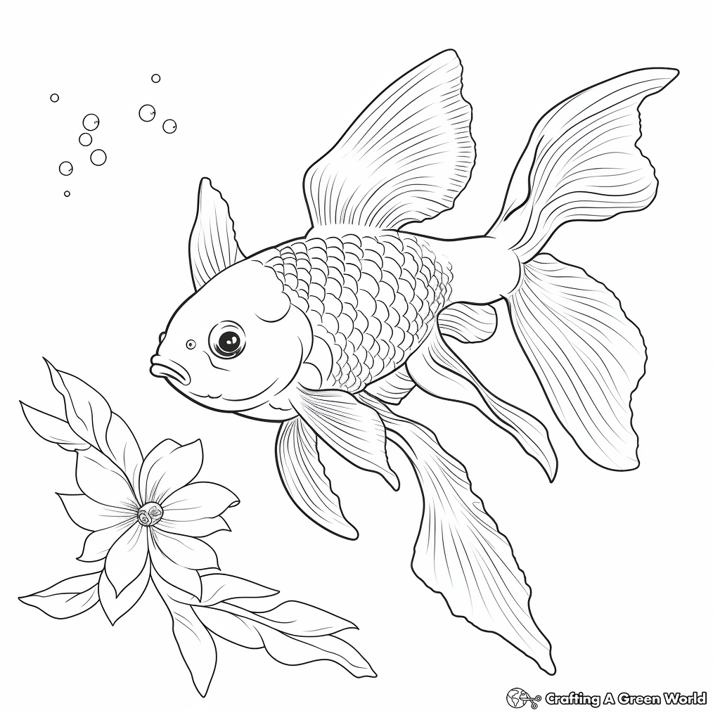 Subtle Shades of Gold: Goldfish Coloring Pages 3