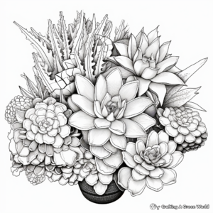 Succulent Love: Intricate Cacti Flower Coloring Pages 4