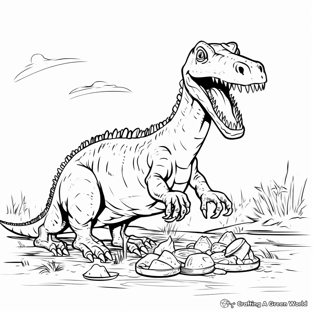 Suchomimus Feeding Time Coloring Pages 4