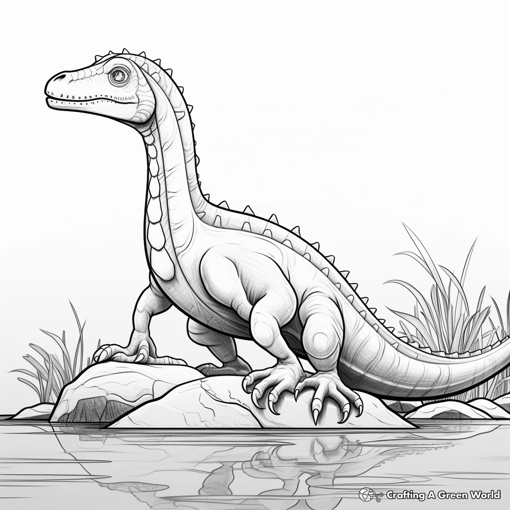 Suchomimus Fossil Coloring Pages for History Lovers 1
