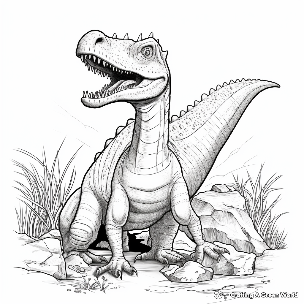 Suchomimus Fossil Coloring Pages for History Lovers 2