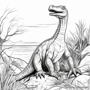 Suchomimus in Habitat Coloring Pages 4