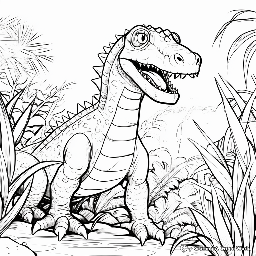 Suchomimus in the Jungle Coloring Pages 4