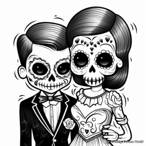 Sugar Skull Couple Coloring Pages 2