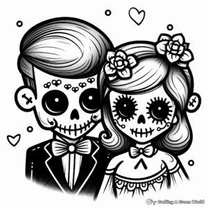 Sugar Skull Couple Coloring Pages 3