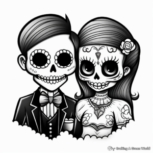 Sugar Skull Couple Coloring Pages 4