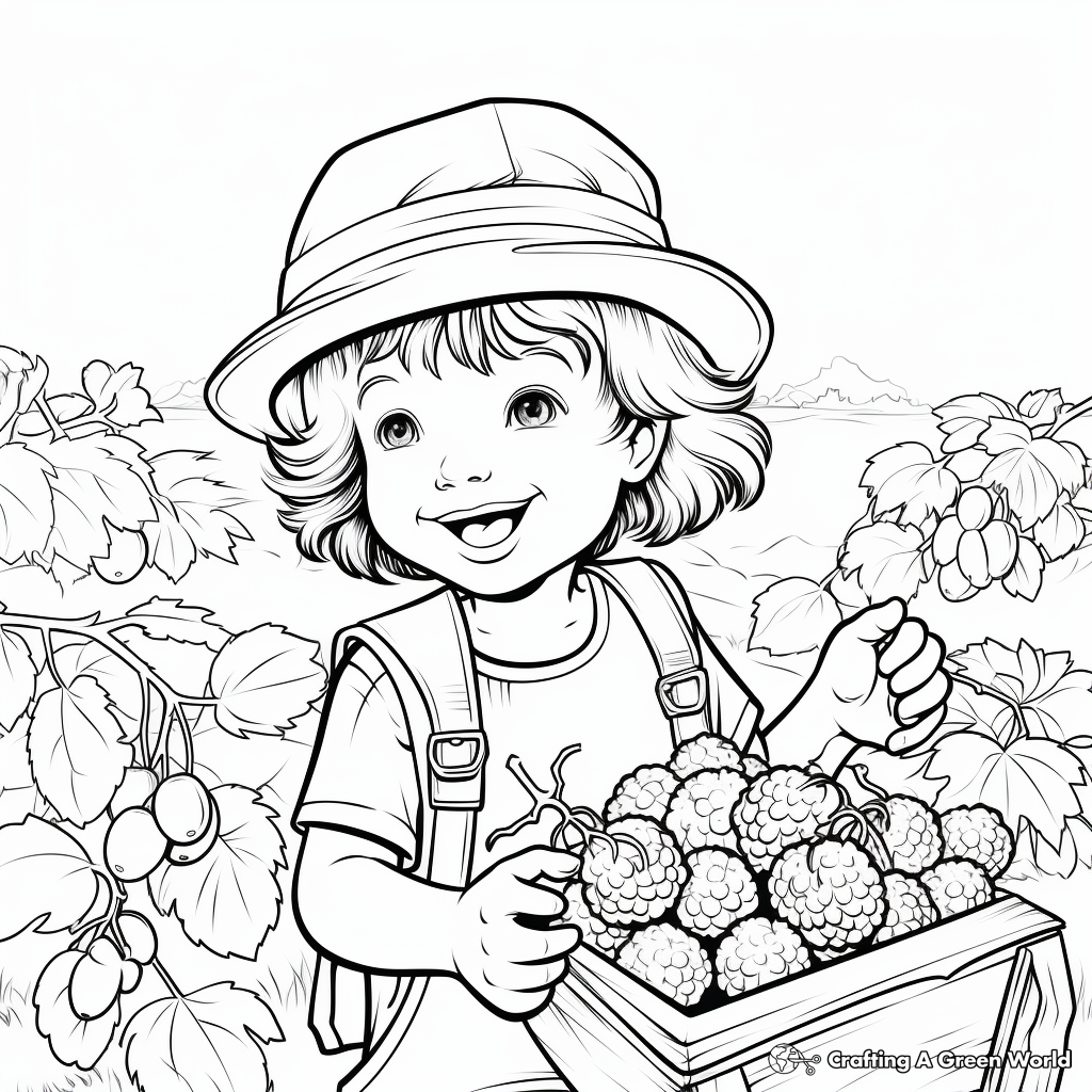 Summer Raspberry Harvest Coloring Pages 1