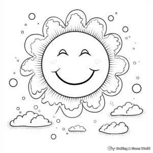 Sun and Clouds Daytime Scene Coloring Pages 3