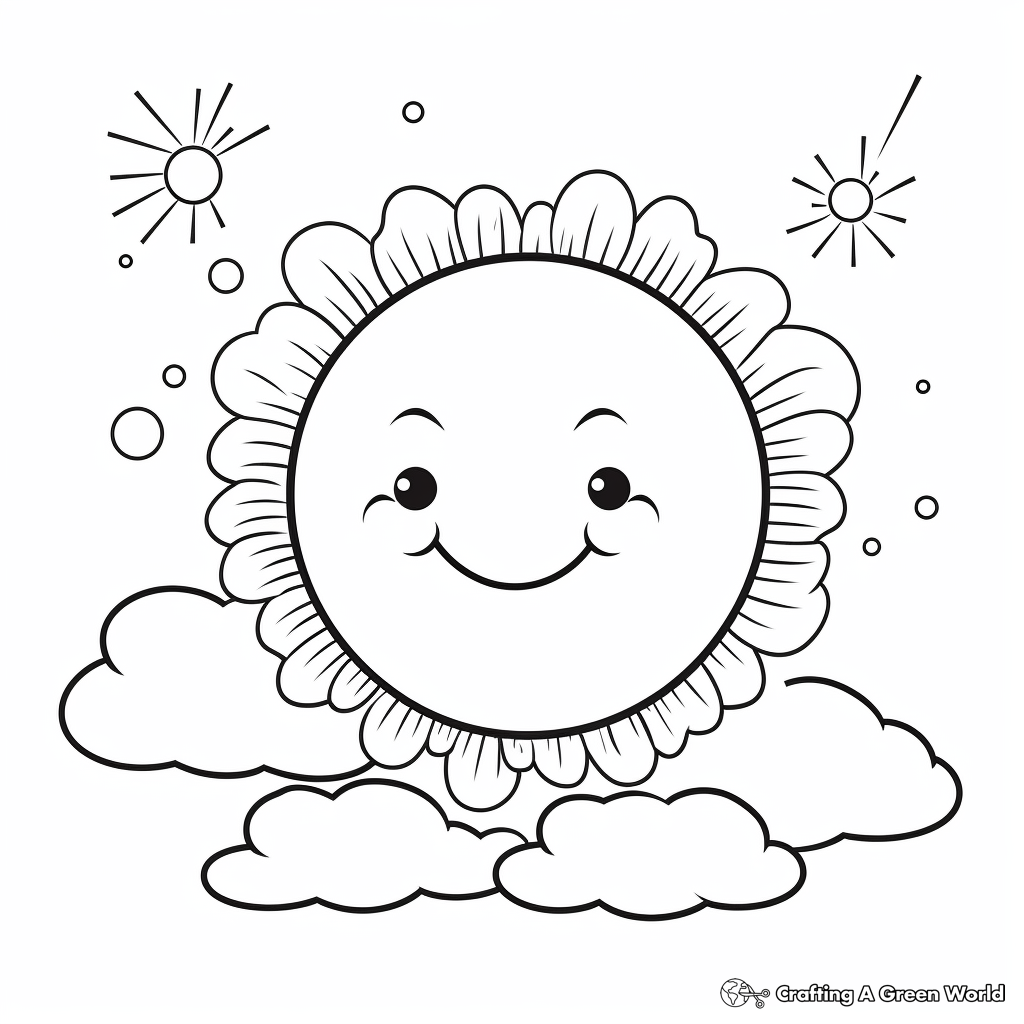 Sun and Clouds Daytime Scene Coloring Pages 4