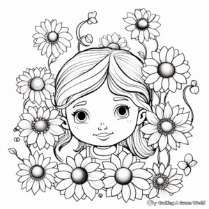 Sun and Flowers Coloring Pages for Spring 1