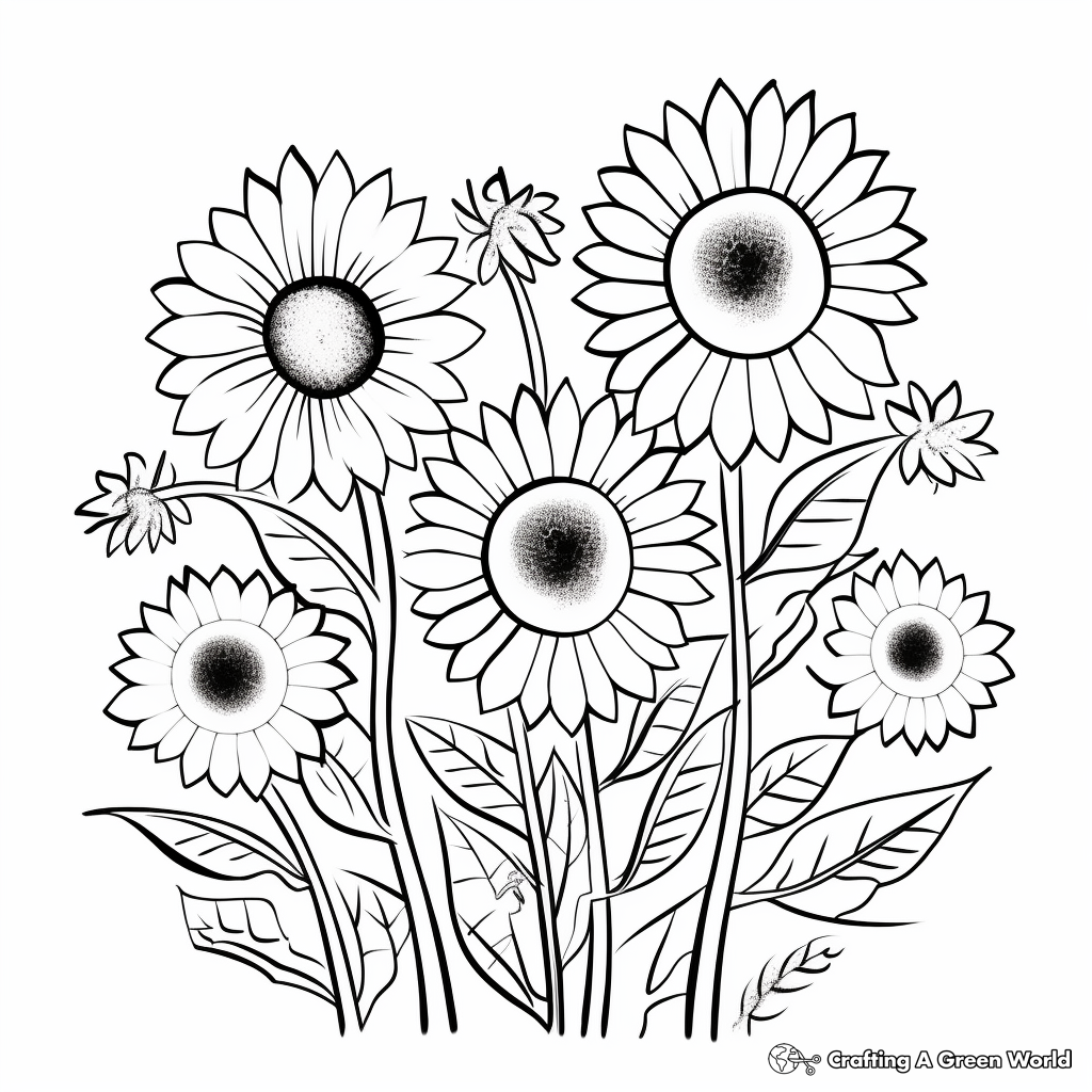 Sun and Flowers Coloring Pages for Spring 2