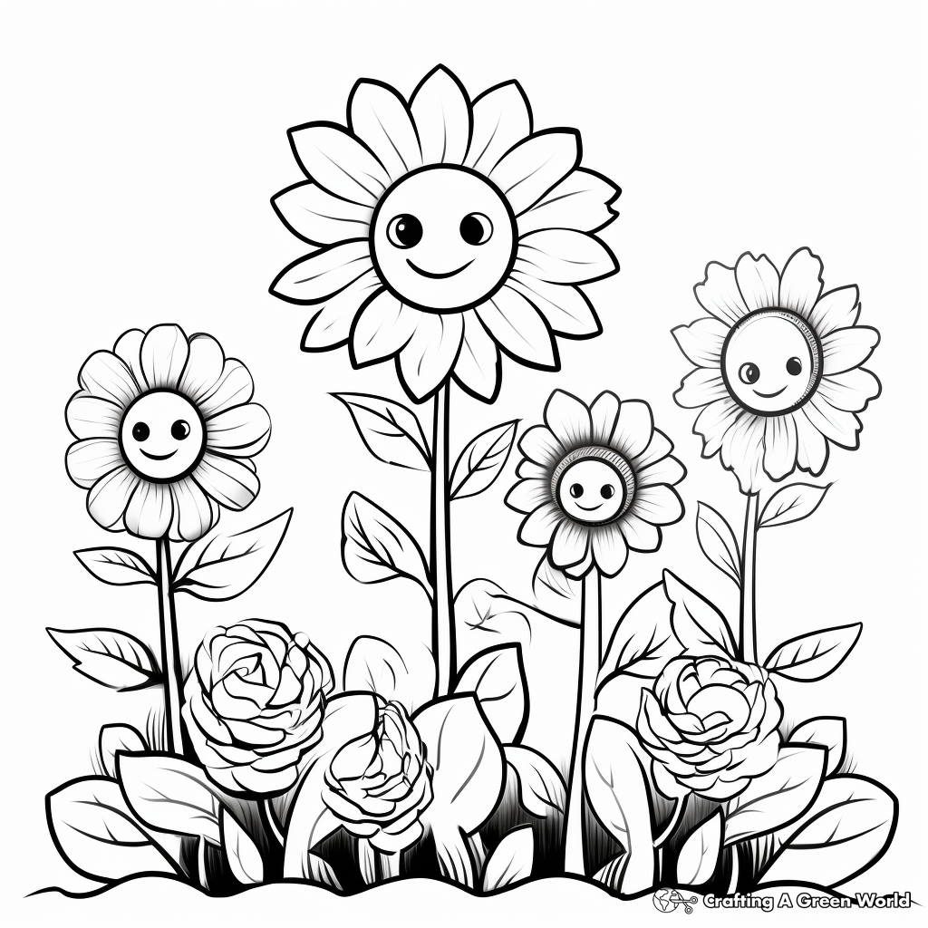 Sun and Flowers Coloring Pages for Spring 3