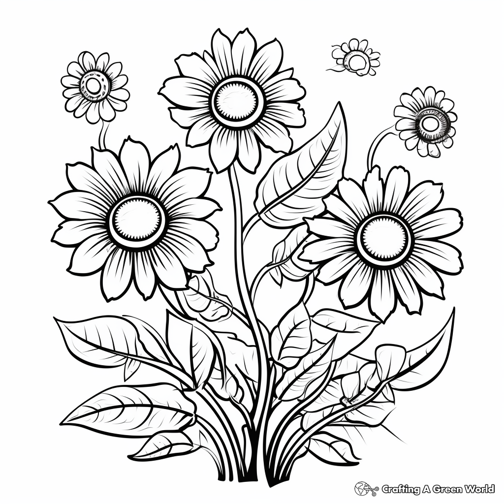 Sun and Flowers Coloring Pages for Spring 4