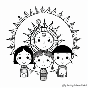 Sun and Moon from Different Cultures Coloring Pages 1