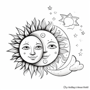 Sun and Moon from Different Cultures Coloring Pages 2