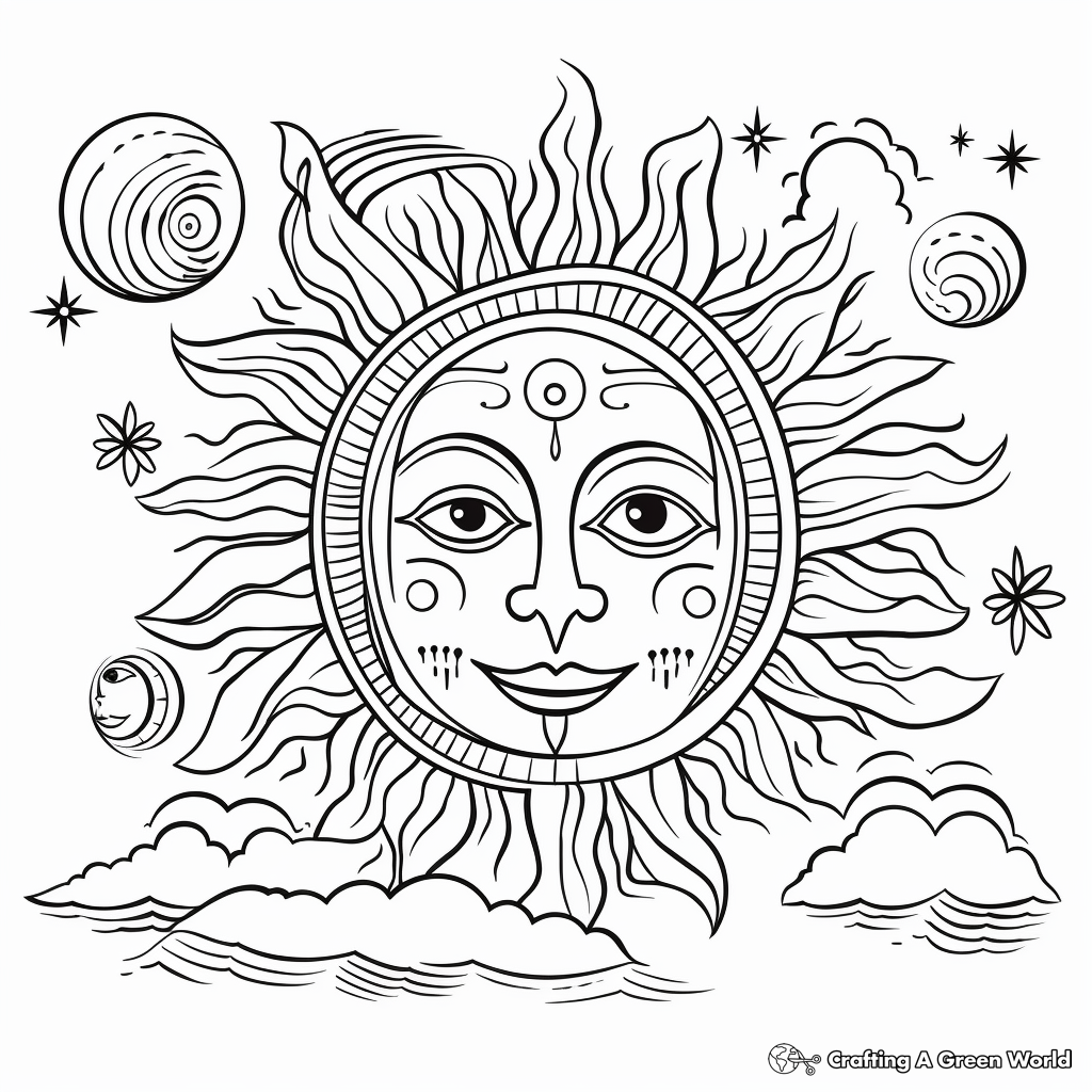 Sun and Moon from Different Cultures Coloring Pages 3