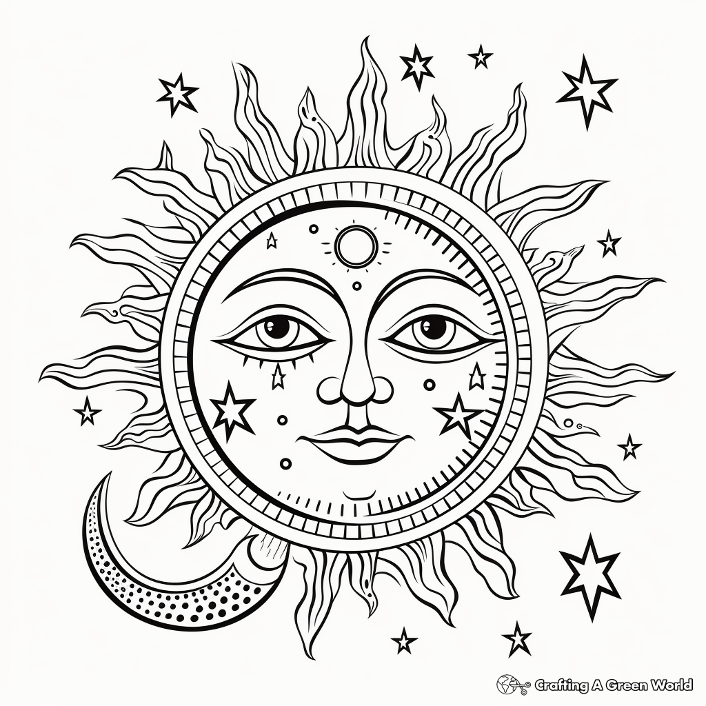 Sun and Moon from Different Cultures Coloring Pages 4