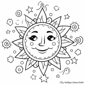 Sun and Moon Mandala Coloring Pages 2