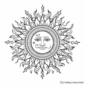 Sun and Moon Mandala Coloring Pages for Adults 3