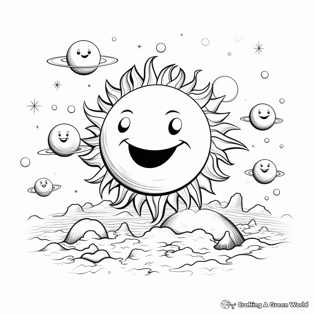 Sun and Planets Space-Scene Coloring Pages 2