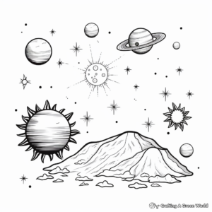 Sun and Planets Space-Scene Coloring Pages 3