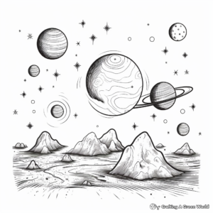 Sun and Planets Space-Scene Coloring Pages 4