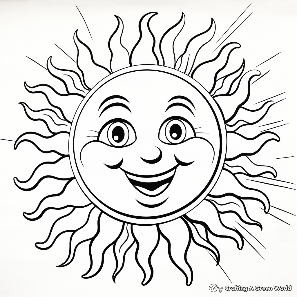 Sun and Rainbow Joyful Coloring Pages 1