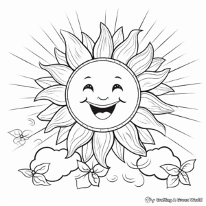Sun and Rainbow Joyful Coloring Pages 2