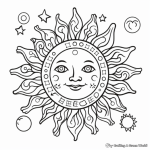 Sun God and Moon Goddess Coloring Pages 1