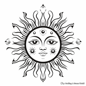Sun God and Moon Goddess Coloring Pages 2