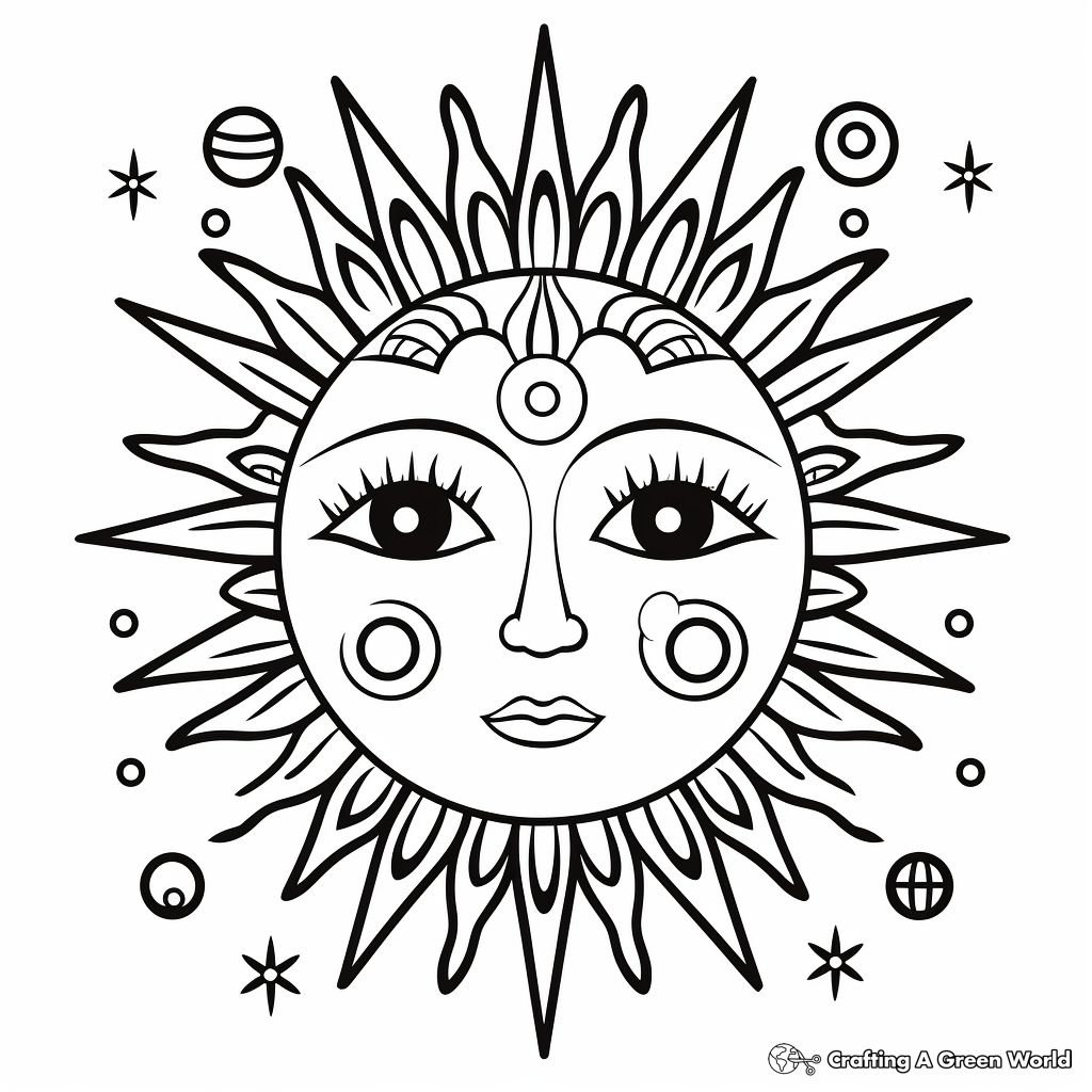 Sun God and Moon Goddess Coloring Pages 3