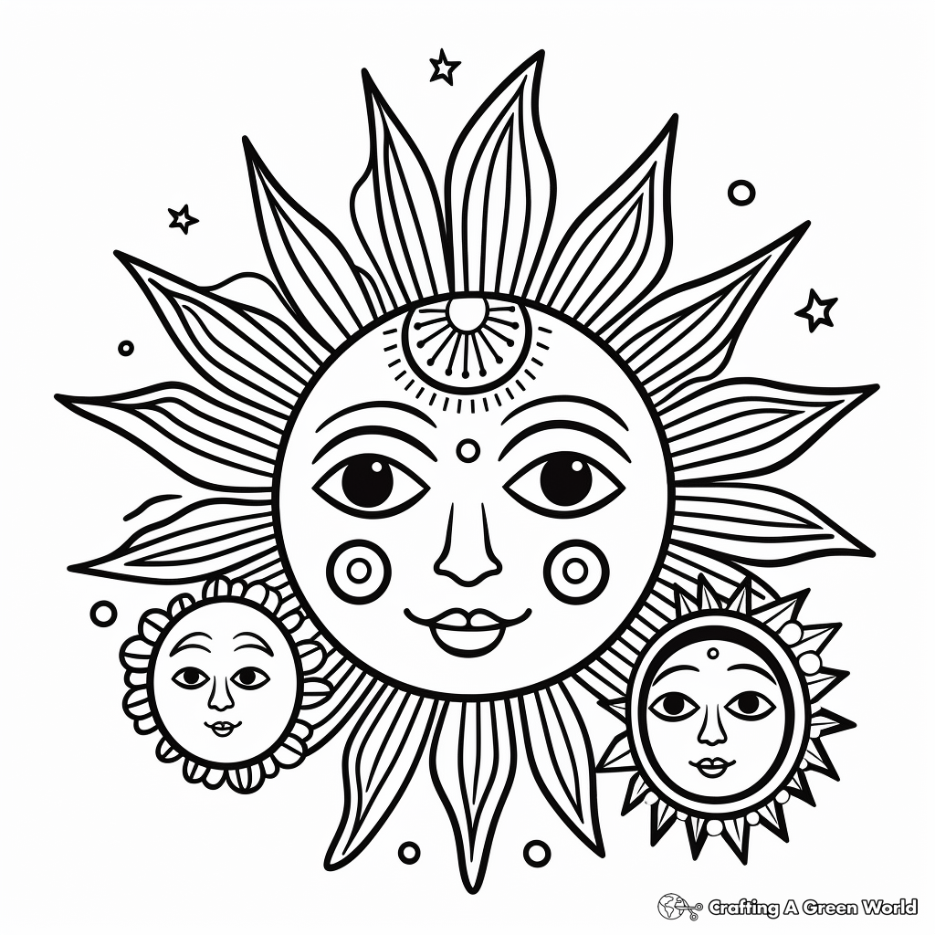 Sun God and Moon Goddess Coloring Pages 4