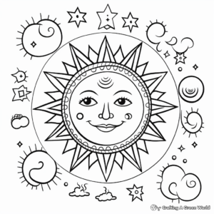 Sun Moon and Star Mandala Coloring Pages 1