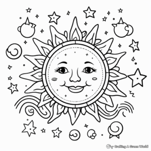 Sun Moon and Star Mandala Coloring Pages 2
