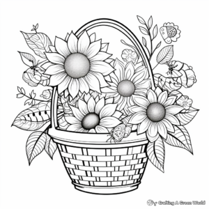 Sunflower Basket Coloring Pages for Sunny Spirits 2
