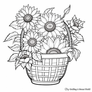 Sunflower Basket Coloring Pages for Sunny Spirits 3
