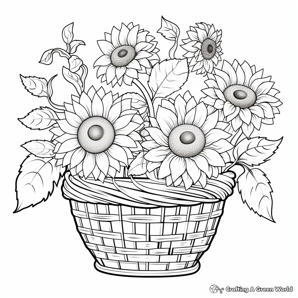 Sunflower Basket Coloring Pages for Sunny Spirits 4
