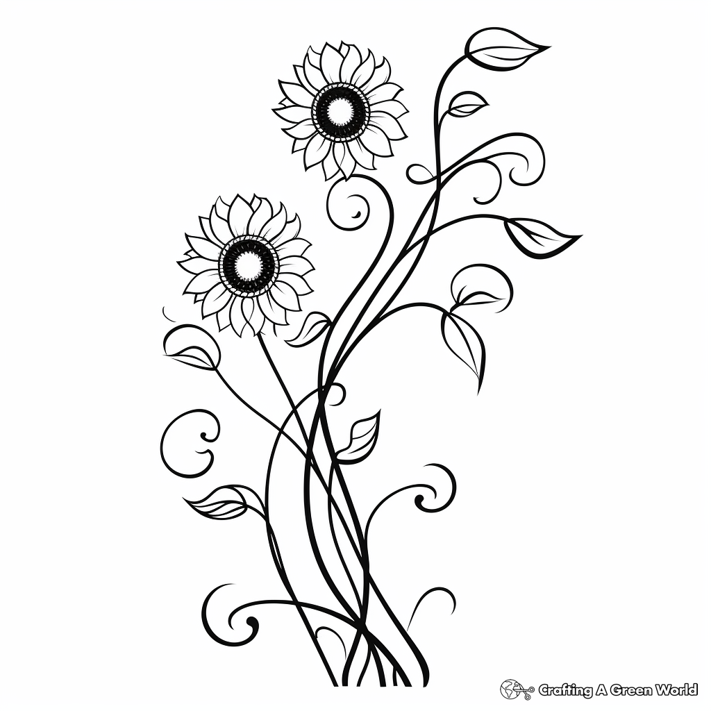Sunflower Vine Coloring Pages for Children 1