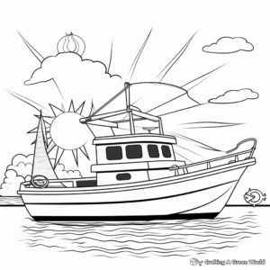 Sunny Day Fishing Boat Coloring Pages 4