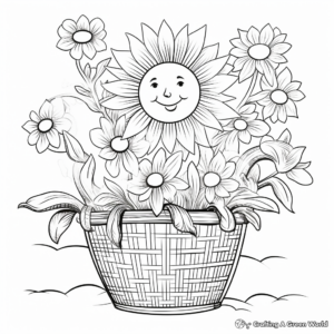 Sunny Day Flower Basket Coloring Pages 2