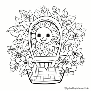 Sunny Day Flower Basket Coloring Pages 3