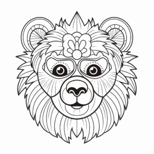 Sunny Day Honey Bear Head Coloring Pages 1