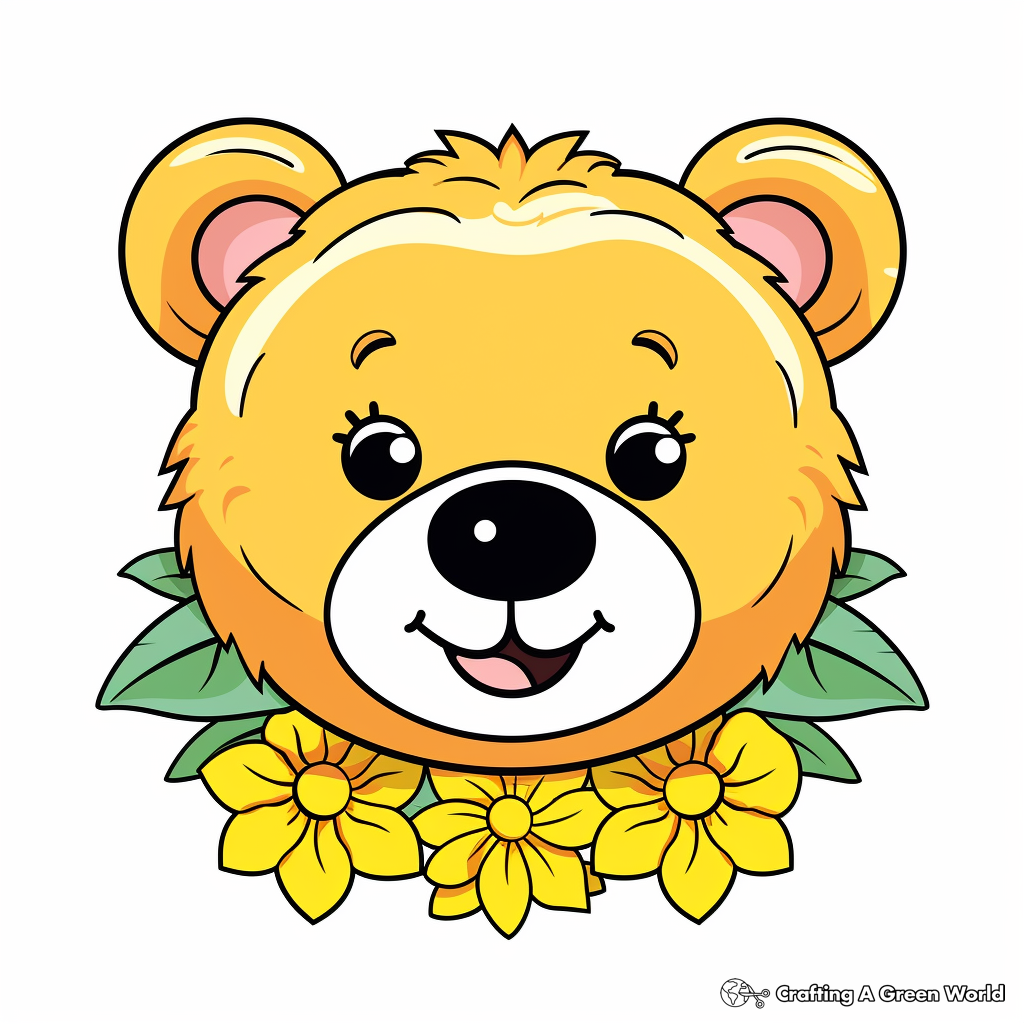 Sunny Day Honey Bear Head Coloring Pages 2