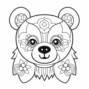 Sunny Day Honey Bear Head Coloring Pages 4
