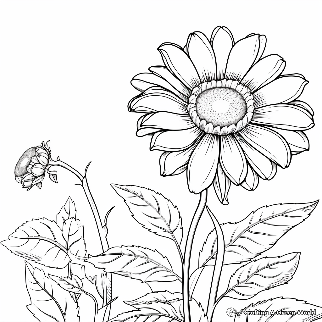 Sunny Gerbera Daisy Coloring Pages 1
