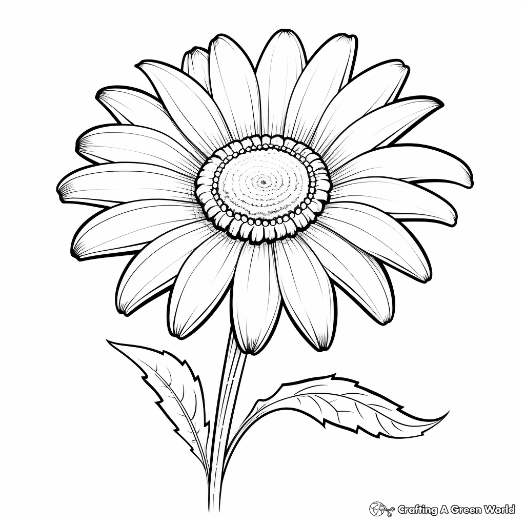 Sunny Gerbera Daisy Coloring Pages 2