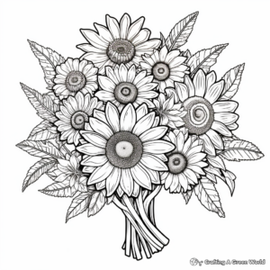Sunny Sunflower Bouquet Coloring Pages 1