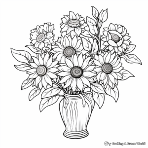 Sunny Sunflower Bouquet Coloring Pages 2